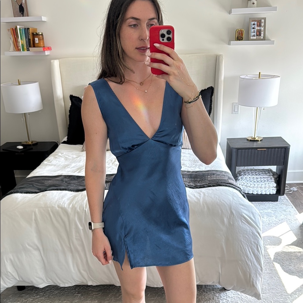 Silky Blue Sleeveless Dress